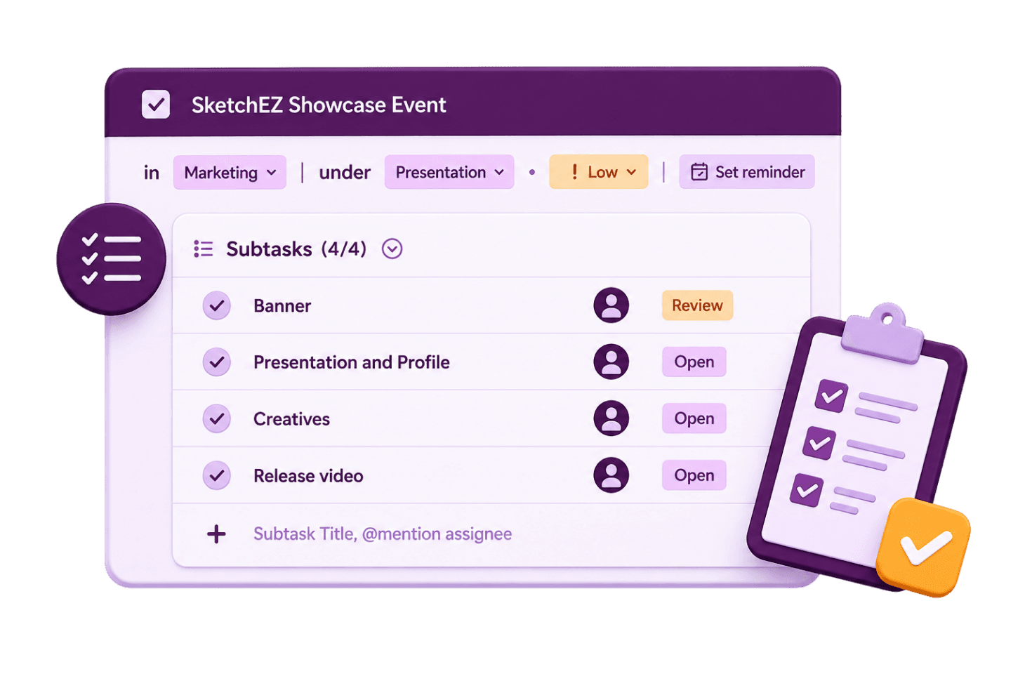 Subtasks and progress monitoring