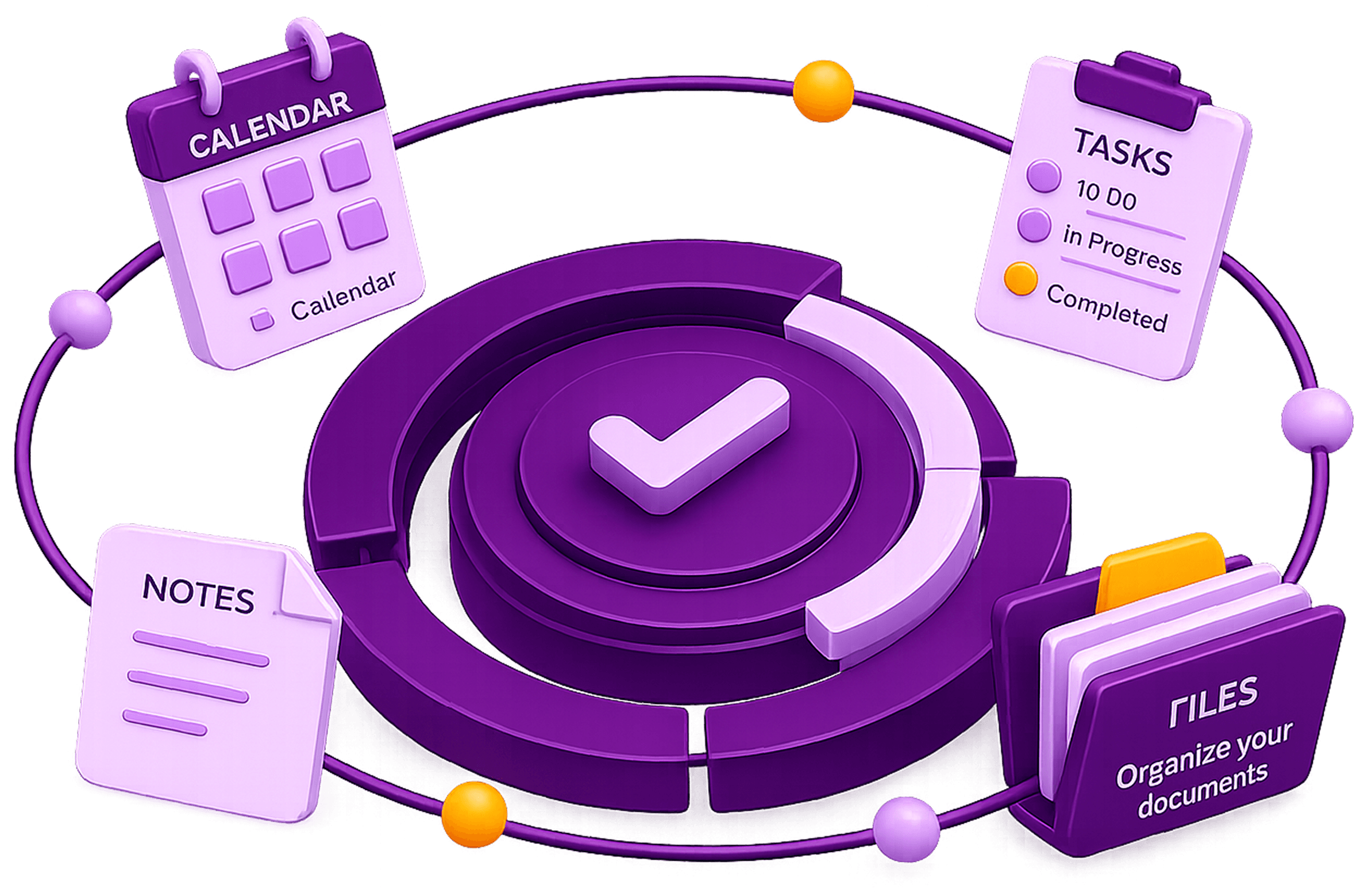 Calendar, tasks, notes, and files organization